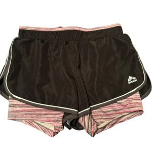 RBX Women's Black and Pink Workout Shorts